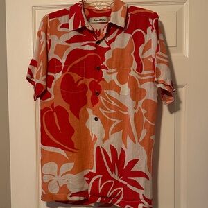 Tommy Bahama Vibrant Red and Orange Floral Shirt